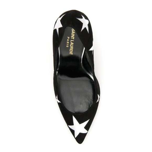 YSL Star Embellished Black Suede Anja Pumps 105 size EU 40.5 / US 10.5 NEW $950 - Picture 2 of 9